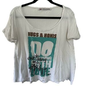 Hugs & Honis Rare Do Everything With Love 100% Cotton Slouchy Graphic T-Shirt M